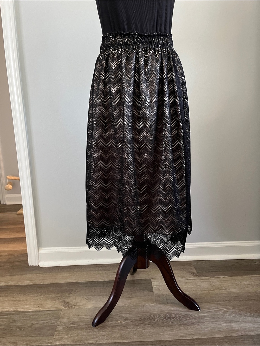 Handmade by me Black Lace Midi Skirt